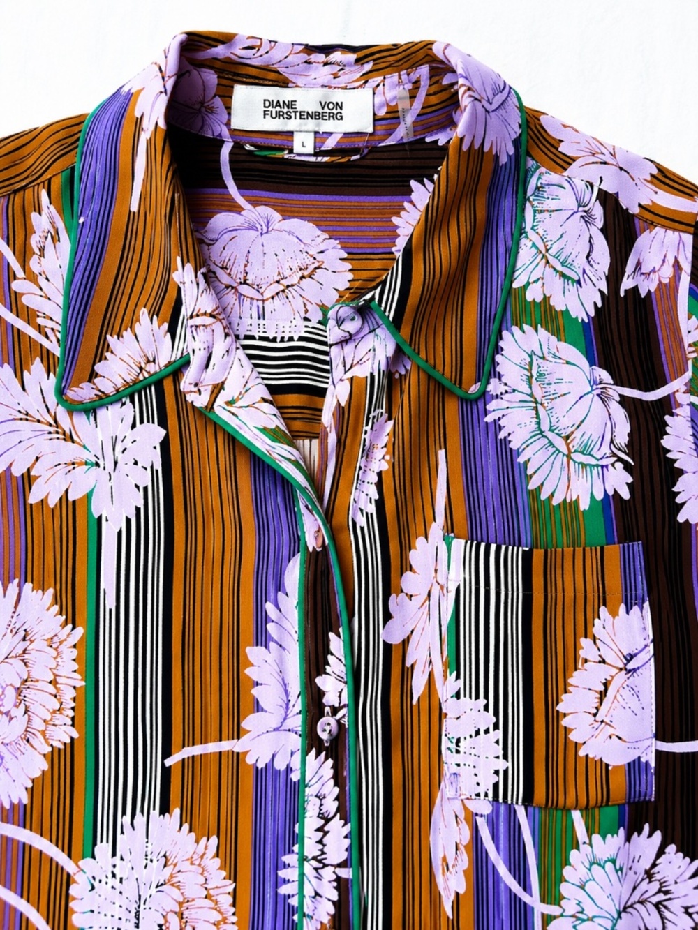 Diane von Furstenberg Floral Shirt Dress Large - Picture 3 of 7